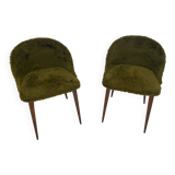 Vintage chairs - Retro chic design - Moss green fur