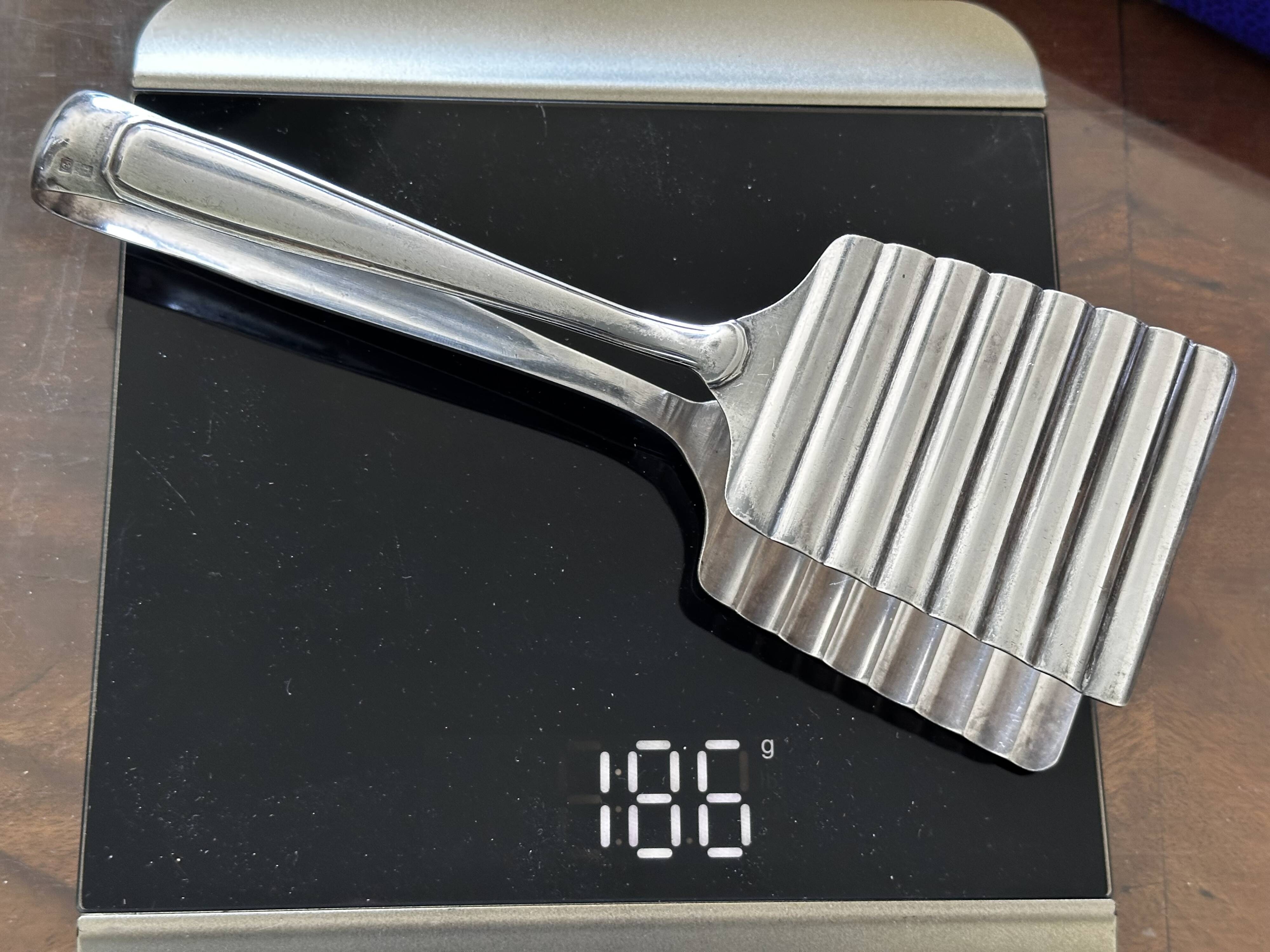 Silver asparagus tongs, 1930