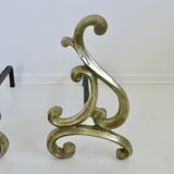 Asymmetrical art nouveau bronze chenets