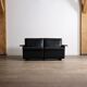 Dieter Rams Model 620 two seater sofa in black leather for Vitsoe, 1980s
