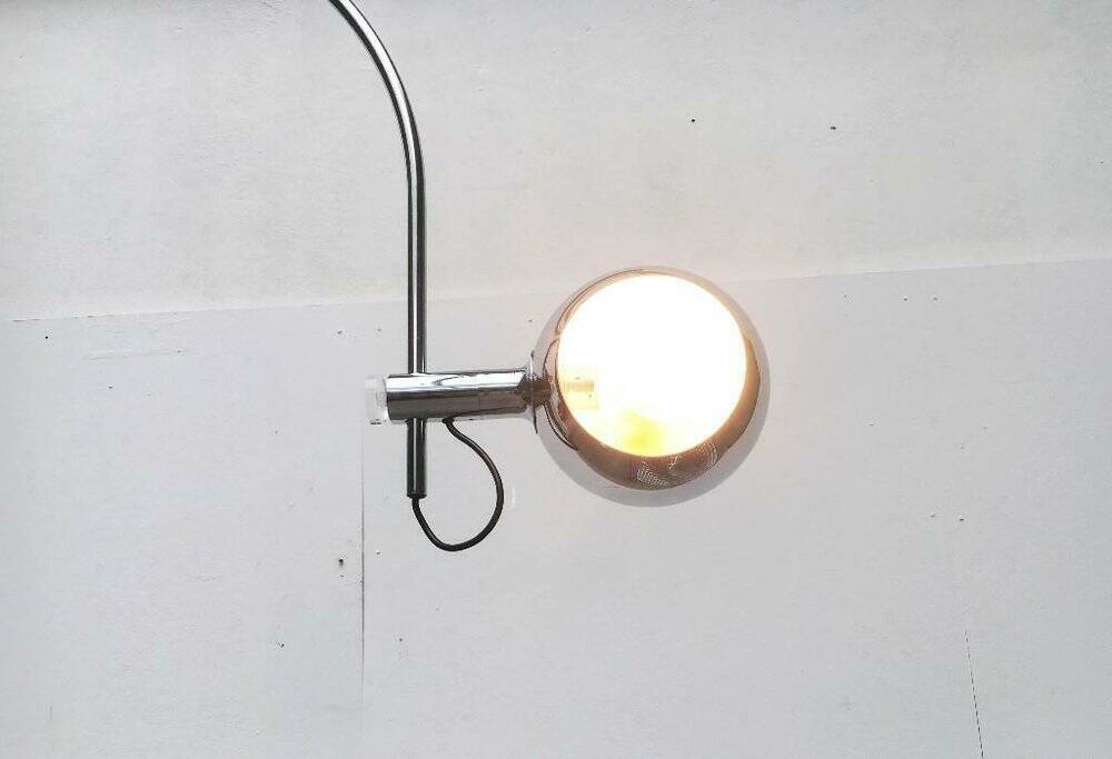 Chrome metal arc floor lamp Space Age mid-century by Cosack, 1960s