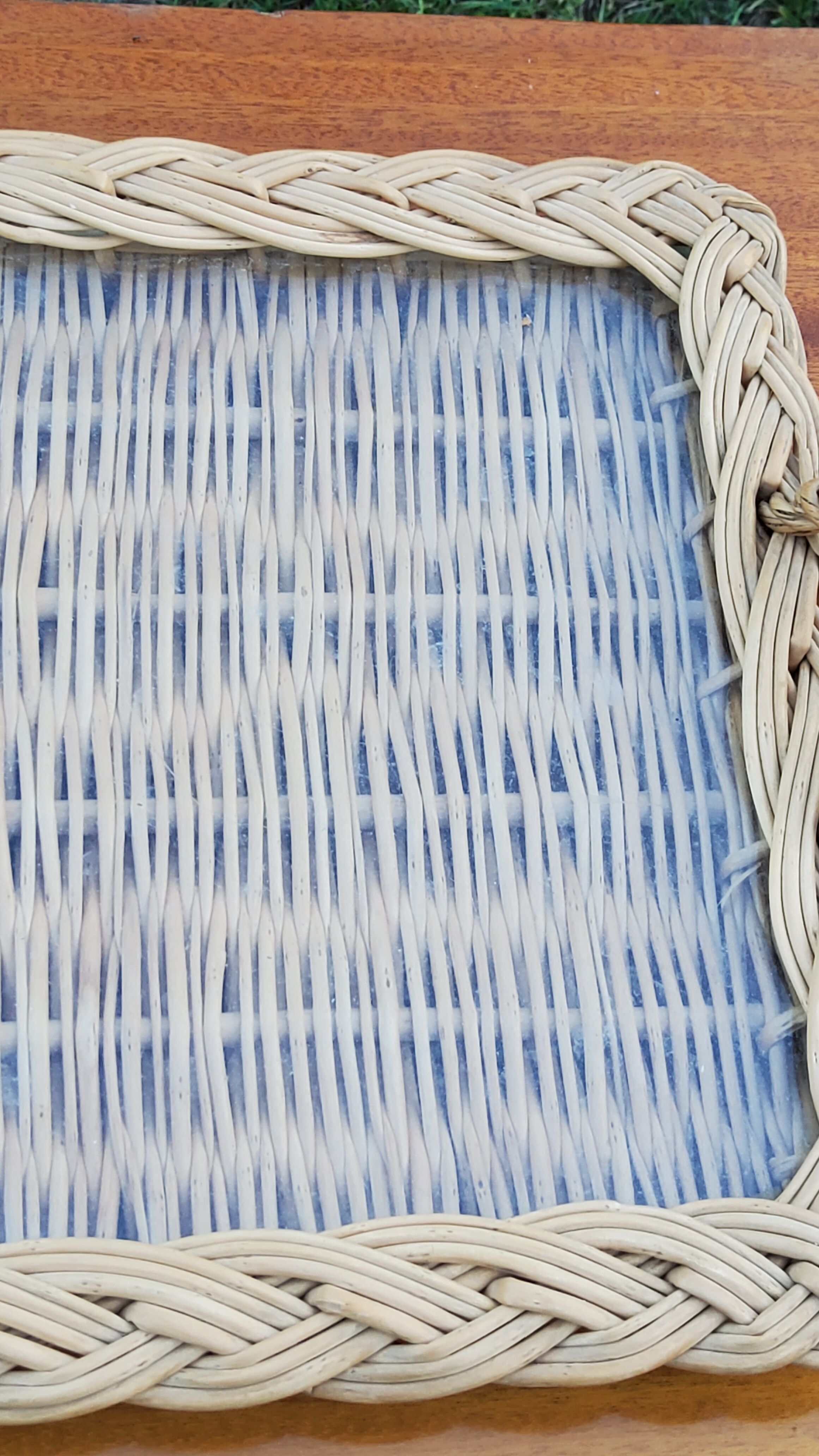 Glass and rattan top from the 70s