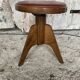 Vintage Red Leather Cushion Wooden Tripod Piano Stool