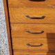 Chest of drawers of the 50s in golden blond oak 5 drawers conical feet