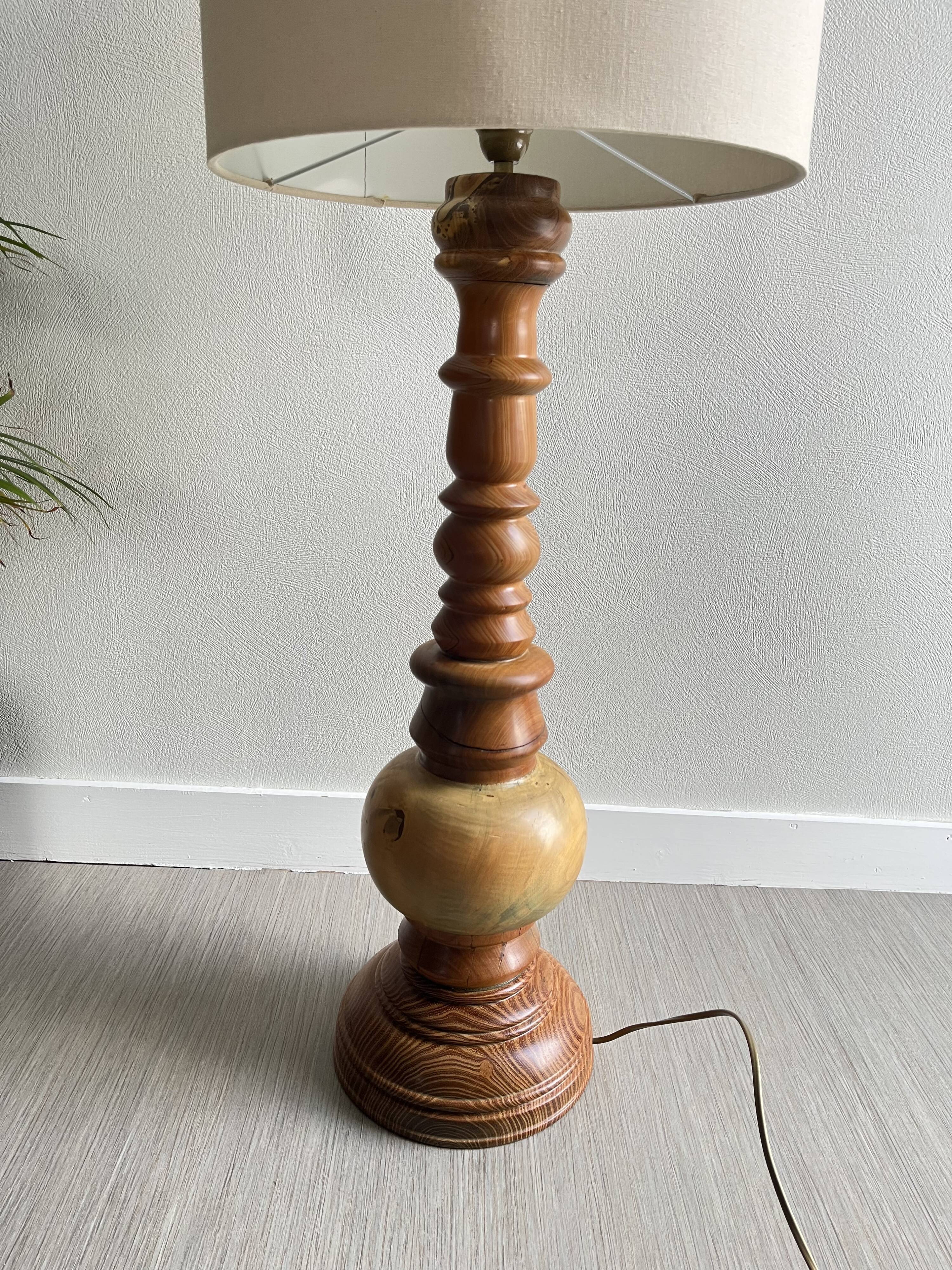 Vintage turned wooden lamp base