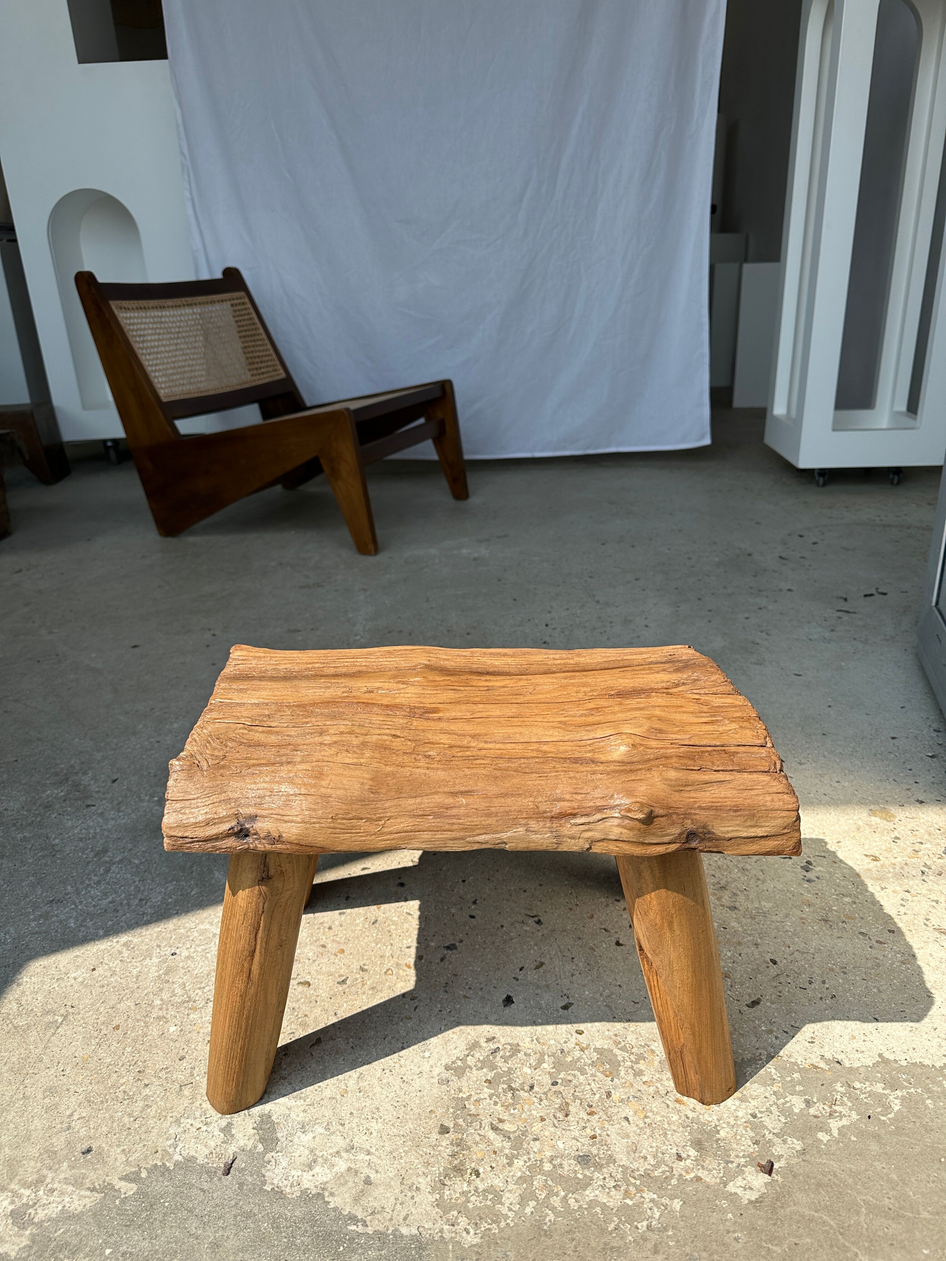Small side table or stool in blond teak H:30 L43 l27