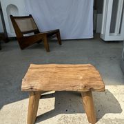 Table d'appoint ou tabouret en teck blond quadripode H:30 L43 l27