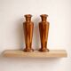 Pair of turned wooden vases – geometric design