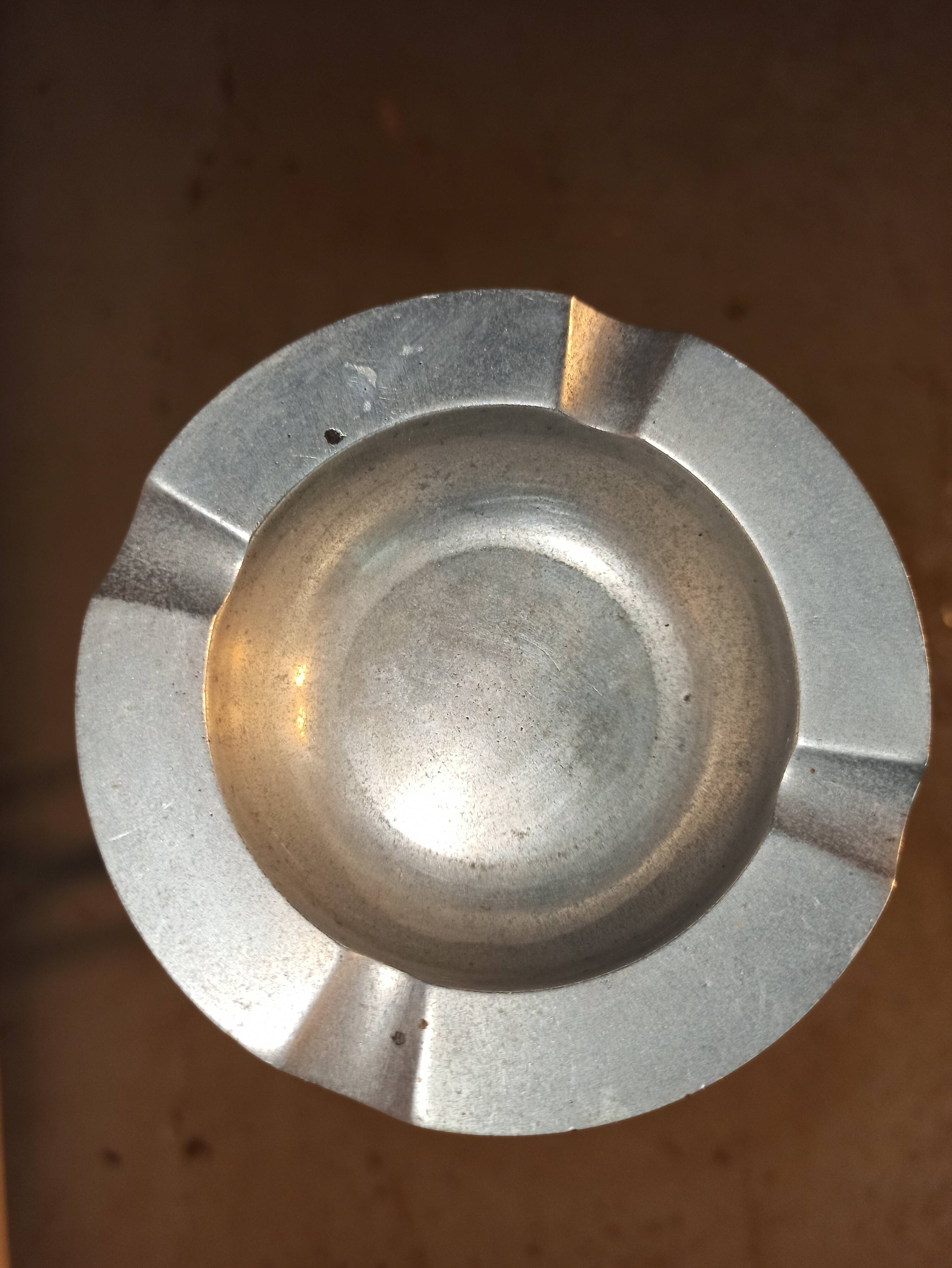 Standing ashtray wrought iron base cast aluminum ashtray