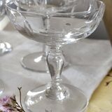Set of 6 mismatched old crystal champagne glasses