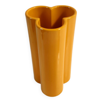 Postmodern Orange Yellow Glazed Ceramic Vase, Italy