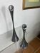 Pair of designer candle holders in stainless steel