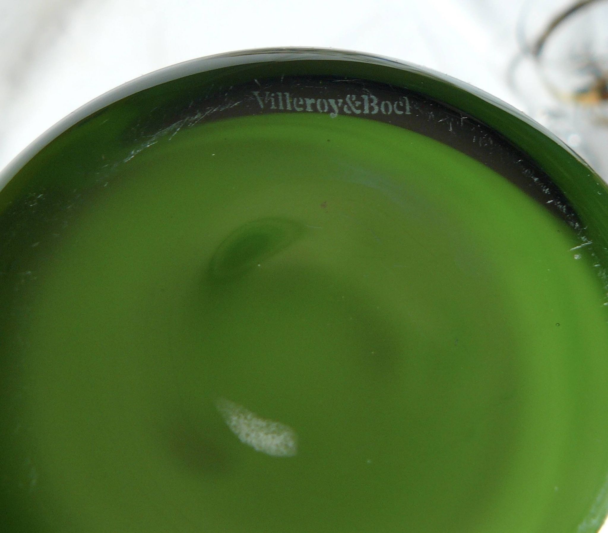 Villeroy & Boch designer vase glass lined white and green vintage 1970-80