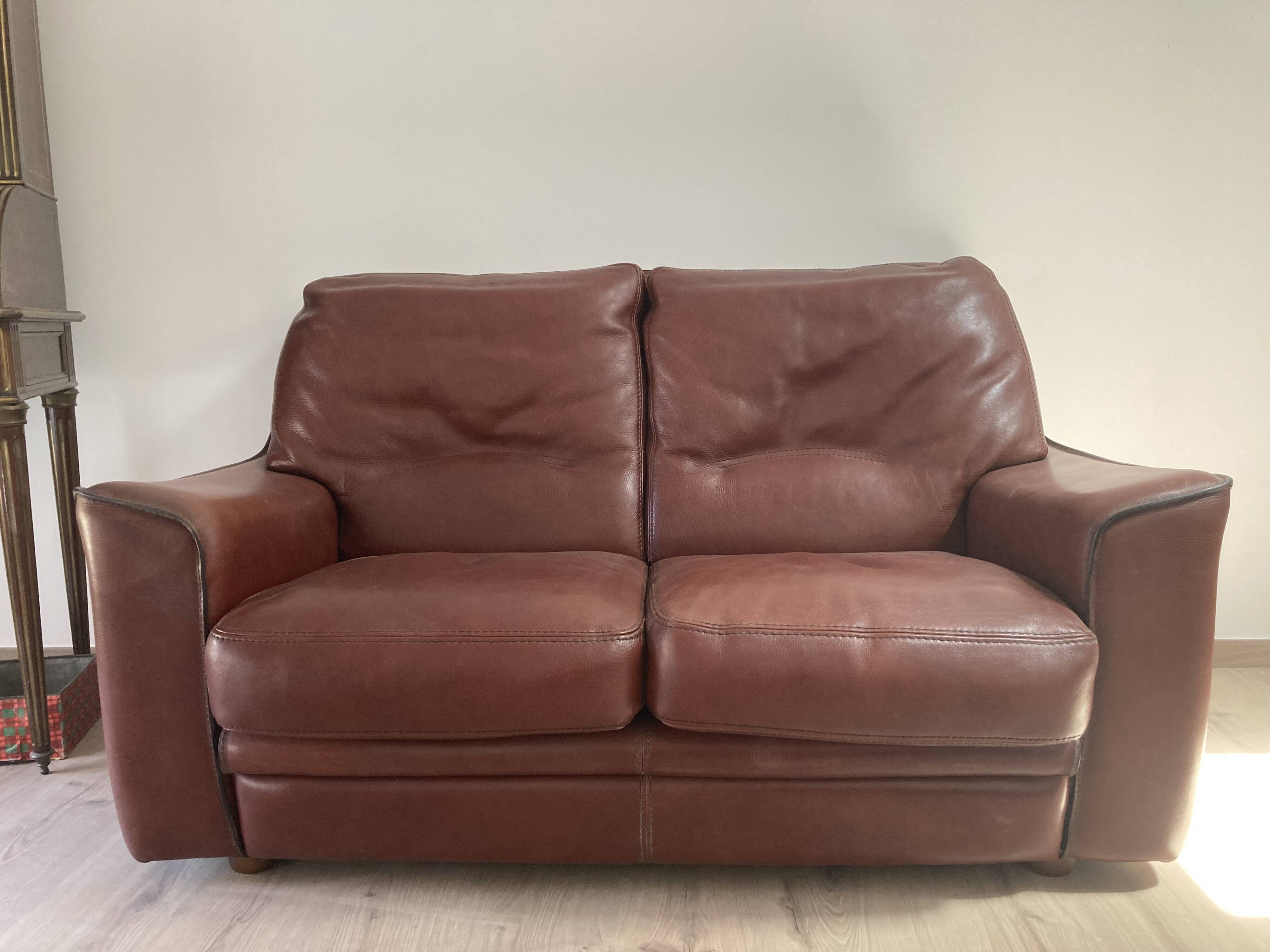 Canape 2 seater 100% leather brown