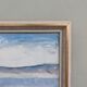 Vintage mid century framed oil painting, abstract coastal landscape - icy winter