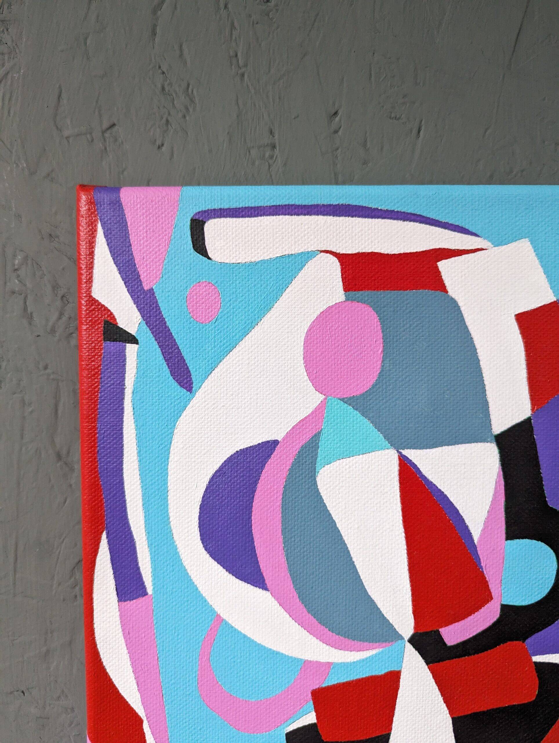 Contemporary Abstract "Morning Blues", Small Unframed Oil Painting, 2022