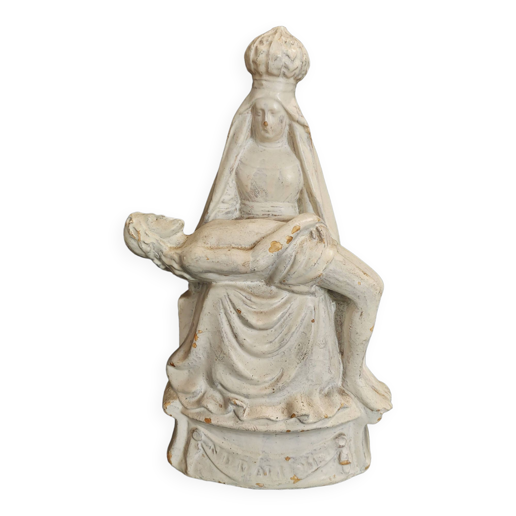 Statue Religieuse En Plâtre Saint Albert De Sicile - Ancienne, Rétro, Fabrication Italienne