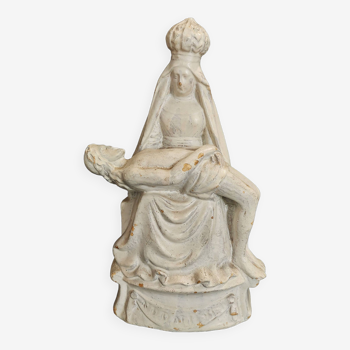 Statue religieuse pieta plâtre fin XIXème mater dolorosa