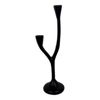 Vintage black cast iron candle holder by De Bijenkorf 1970s