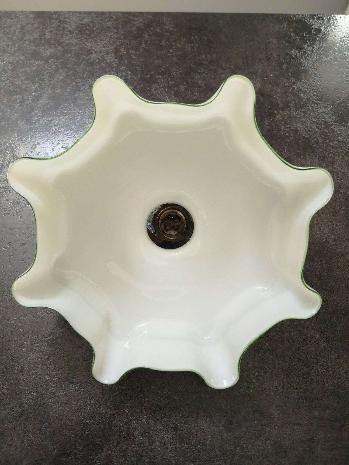 Old opaline suspension rises/falls green 1930 Art Deco