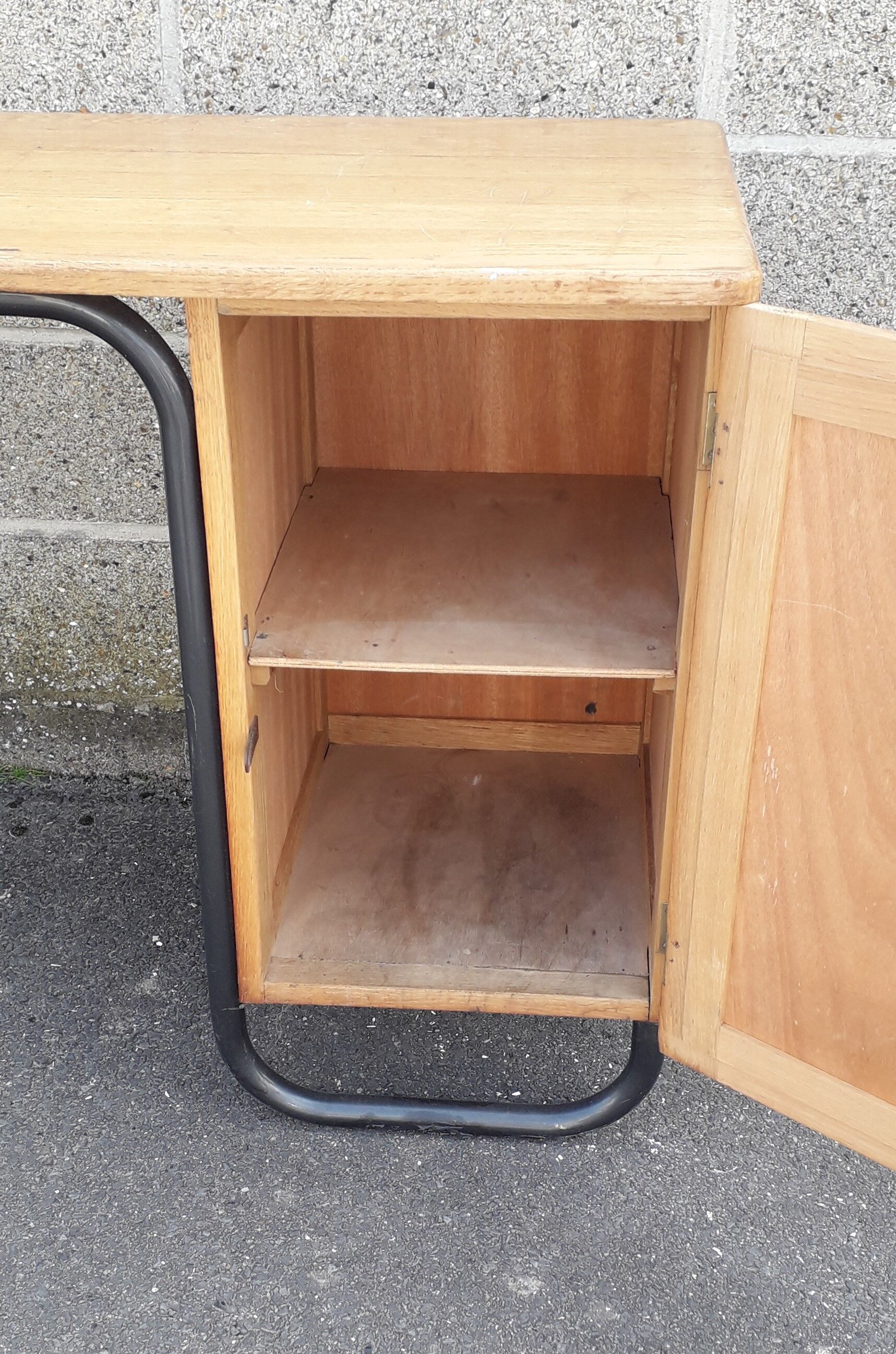 Boarding school desk, vintage, base metal