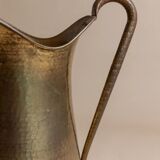 XXL vintage brass jug handmade in Italy (1950s) – golden brass vase with patina and elegant handle
