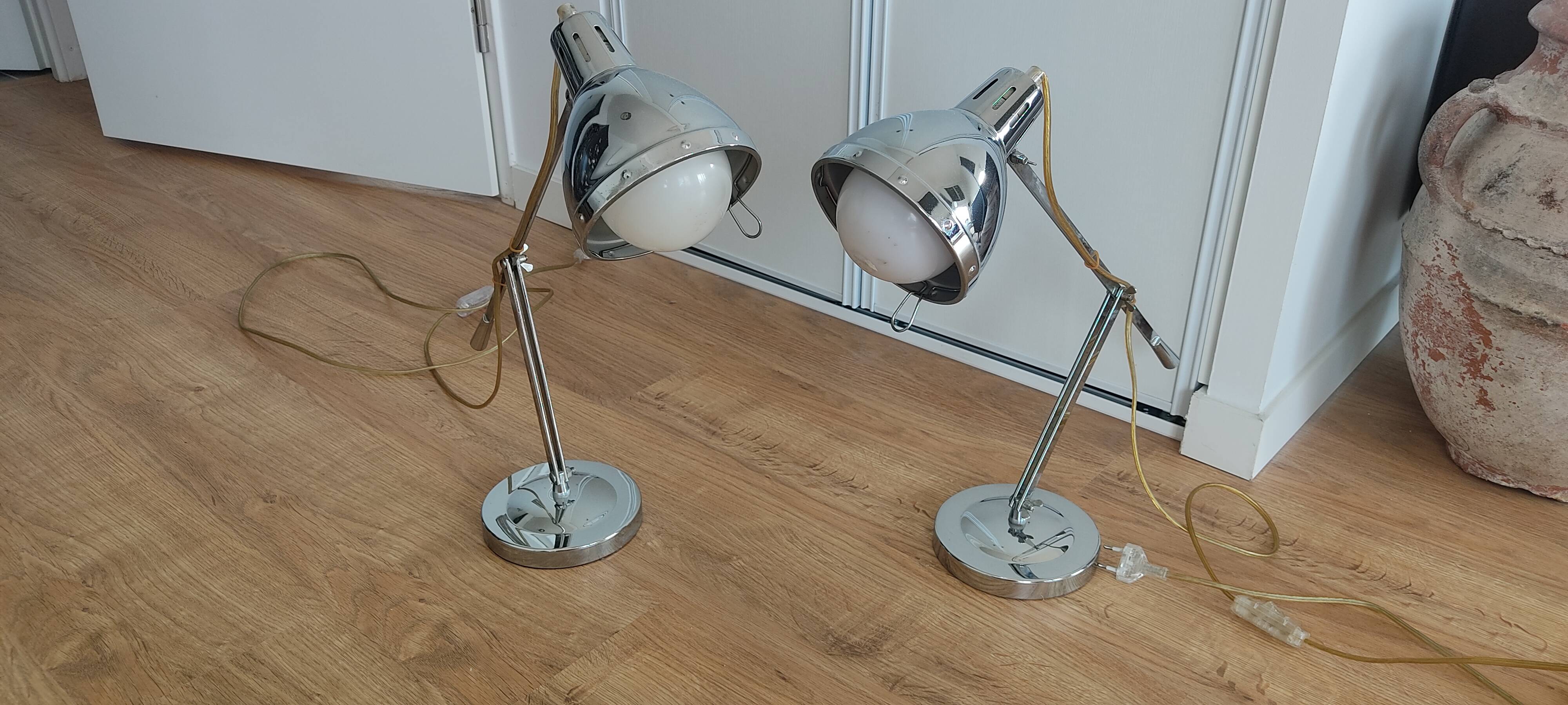 Pair of chrome lamps