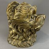 Pot à tabac en bronze en forme de tête de chien, vers 1900
