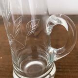 5 vintage shot, liqueur, digestive glasses, with transparent glass handle engraved with a rose