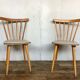 Pair of vintage white leatherette bistro chairs from the 1960s