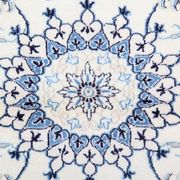 Blue cream oriental wool area rug handwoven traditional carpet- 88x131cm