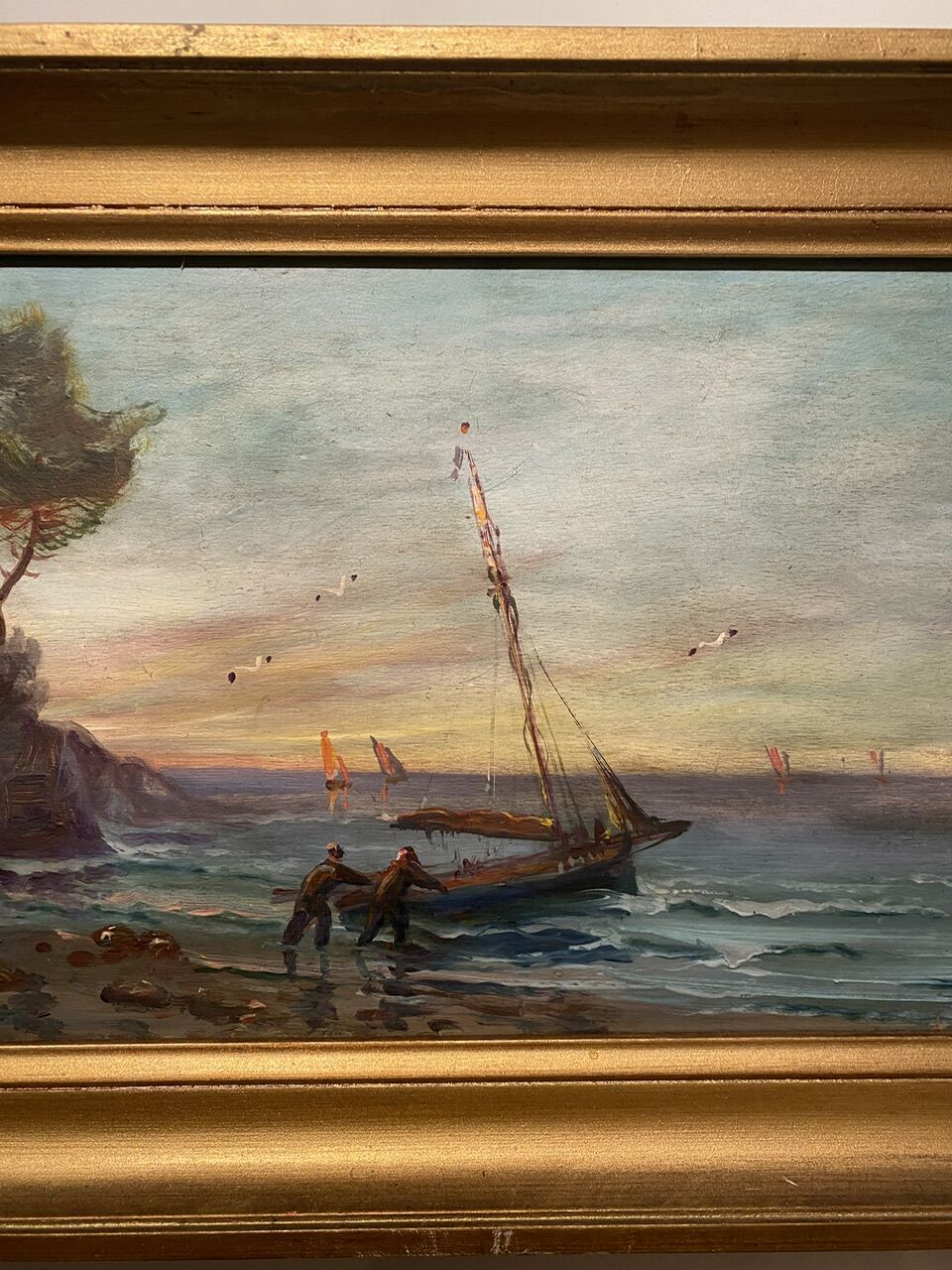 Old painting, Marine, signed, XX century