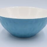 Salad bowl in earthenware Digoin Sarreguemines trompe l'oeil basket in blue