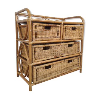 Chest of drawers 4 rattan drawers