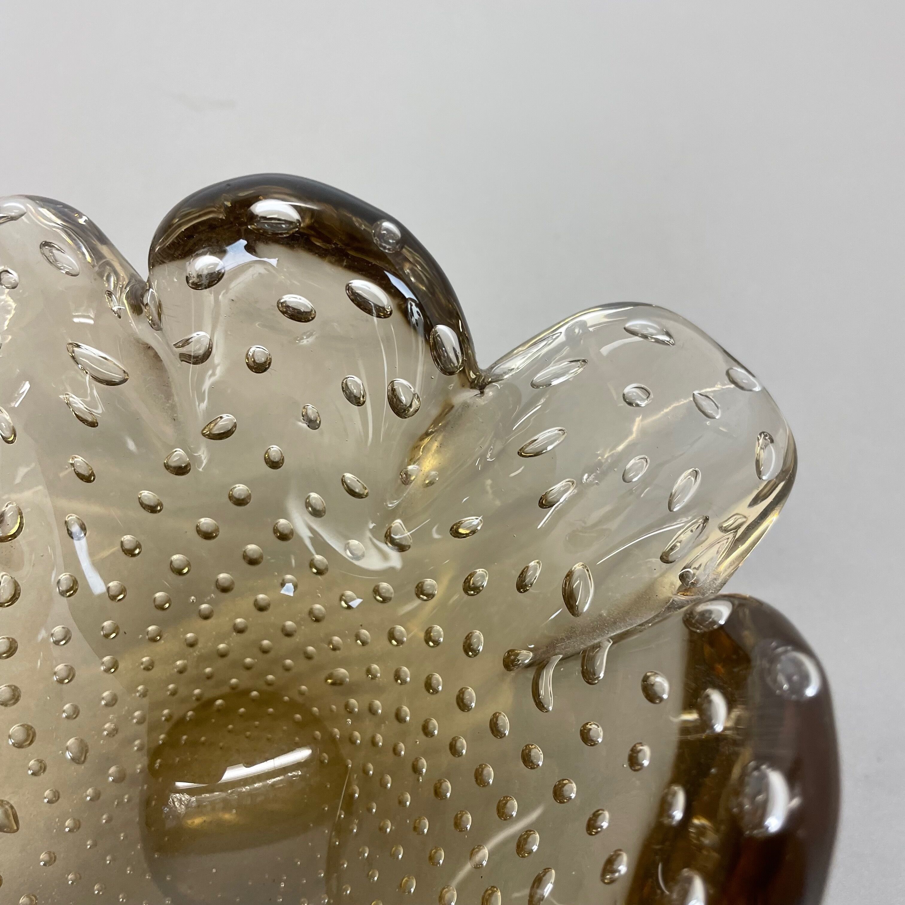 Glass bowl element shell ashtray murano bubble, italy 1970s
