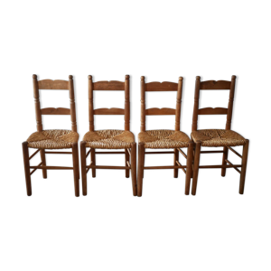 4 anciennes chaises paillées Art