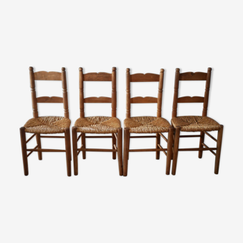 4 old Art Populaire mulched chairs