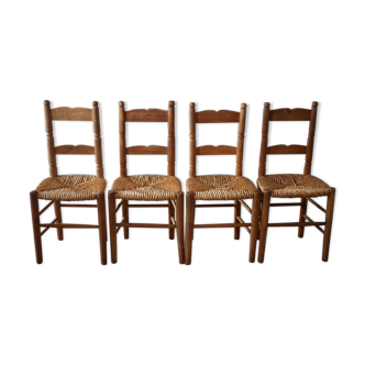 4 old Art Populaire mulched chairs