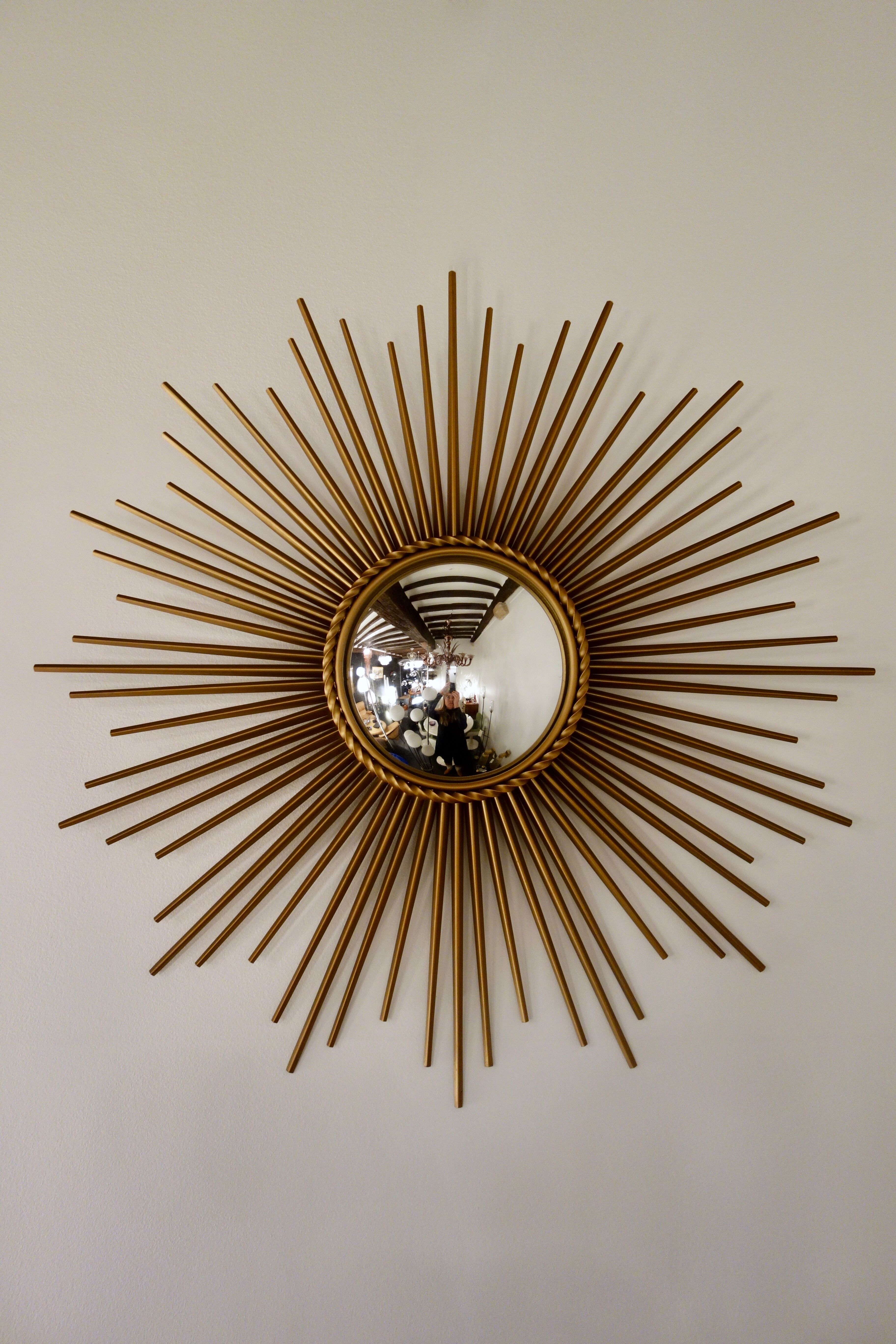 Miroir de sorcière Chaty Vallauris années 50 - 70 x 70 cm