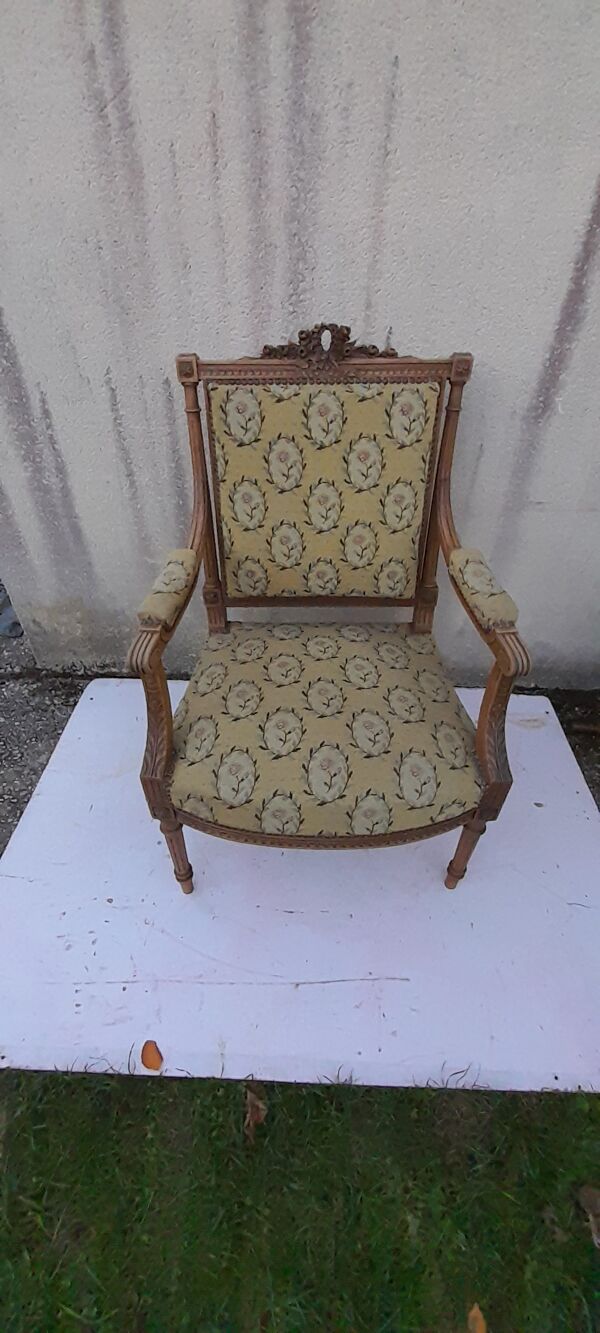 Banquette et fauteuil style Louis XVI