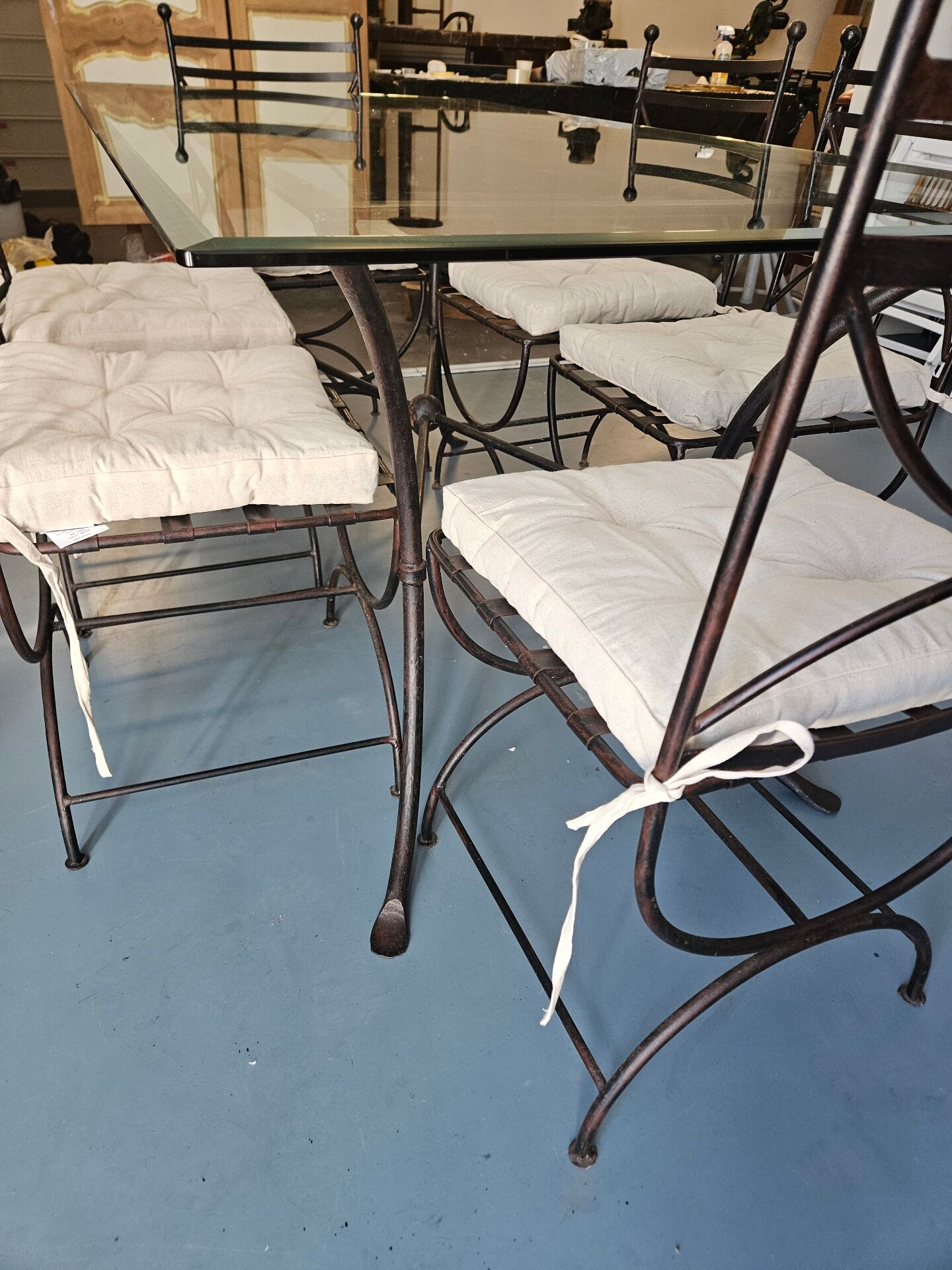 Table jardin et chaises fer forgé