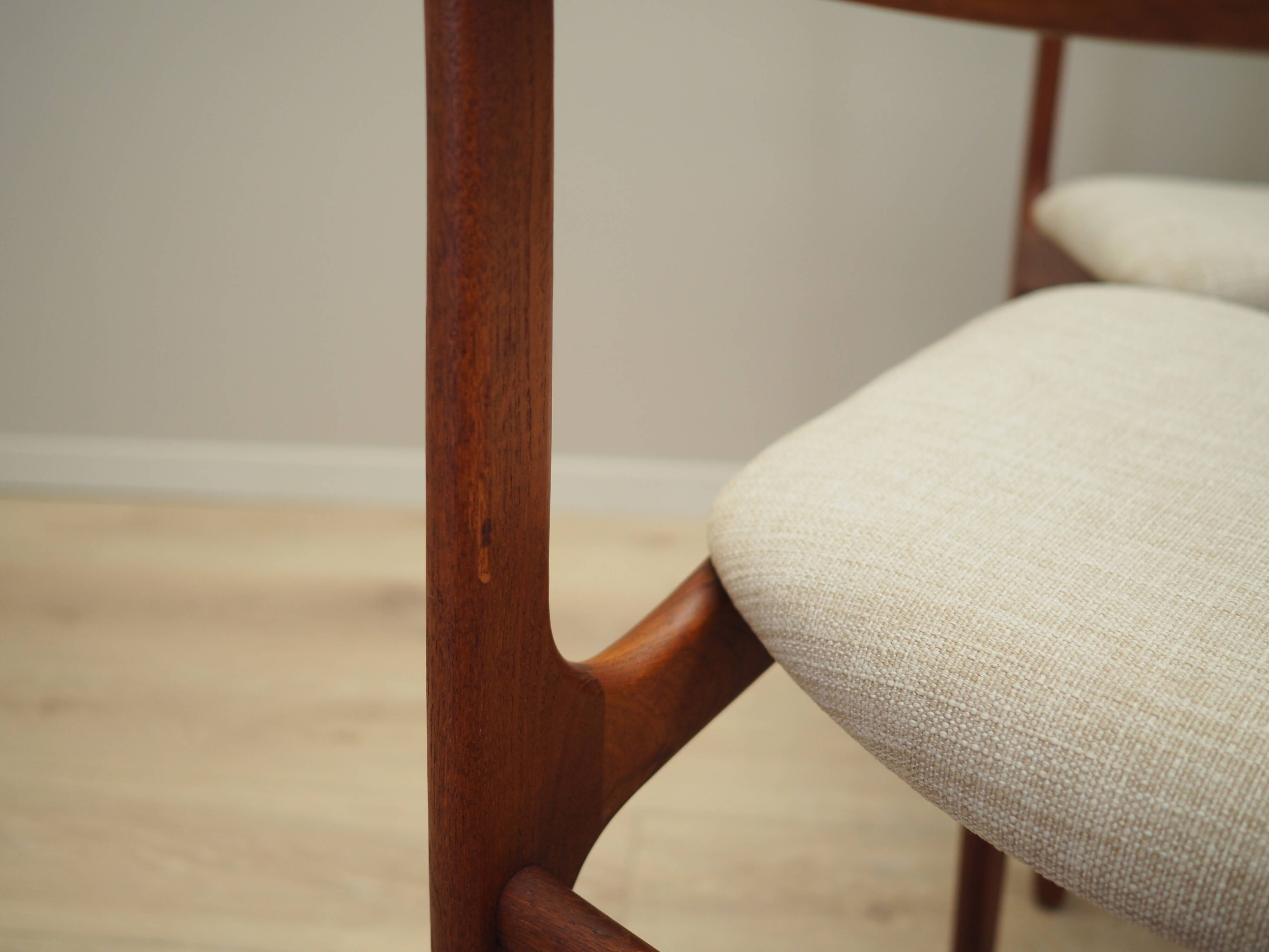 Set of four teak chairs, Danish design, 1960s, manufactured by N. & K. Bundgaard Rasmussen