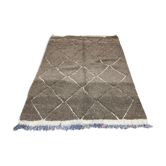 Tapis laine relief gris naturel