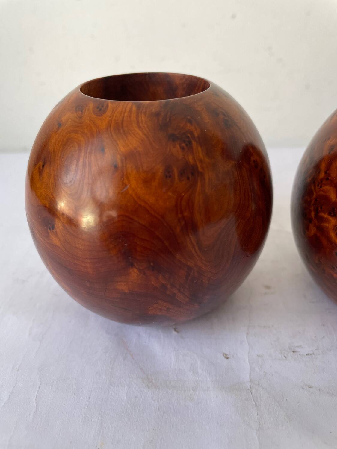 Pair of Thuya burl candlesticks