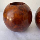 Paire de bougeoirs en loupe de Thuya