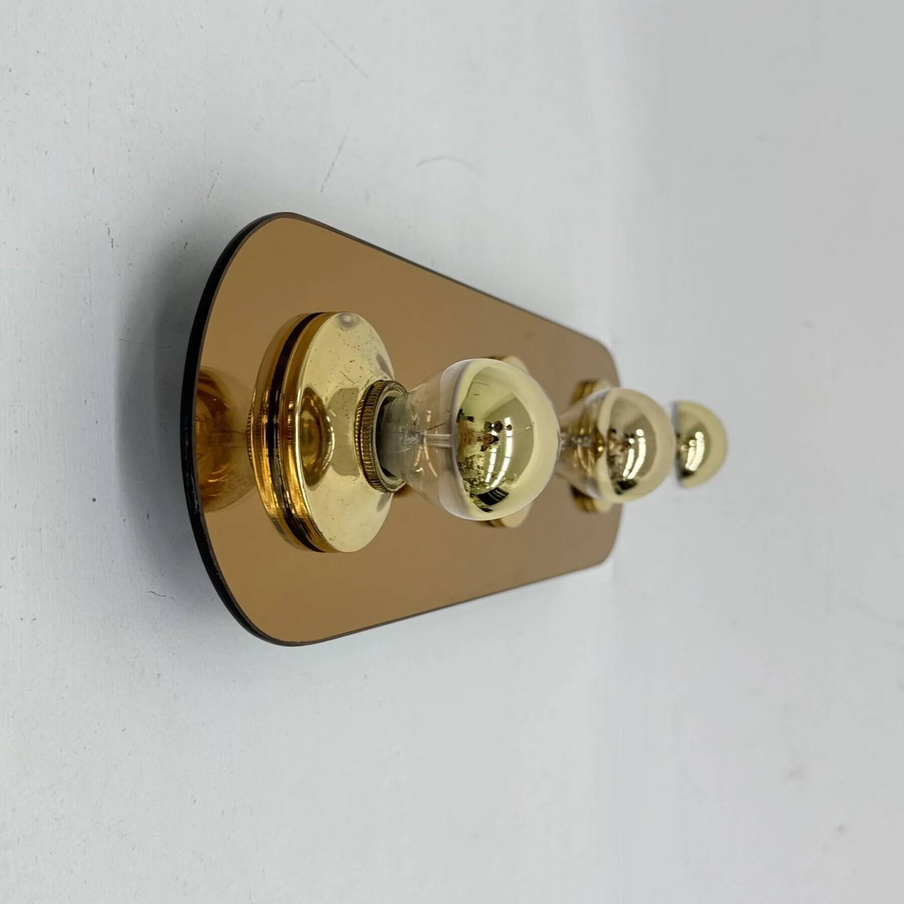 Vintage pop art space age bronze mirrored wall lamp, Eglo, Germany, 1980s