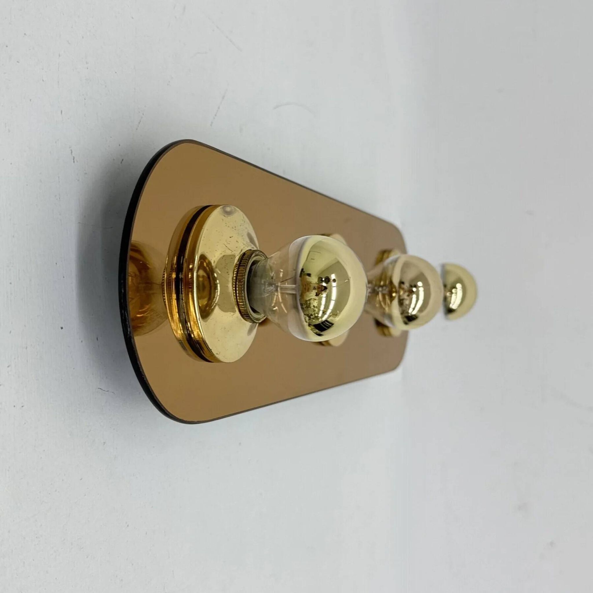 Vintage pop art space age bronze mirrored wall lamp, Eglo, Germany, 1980s