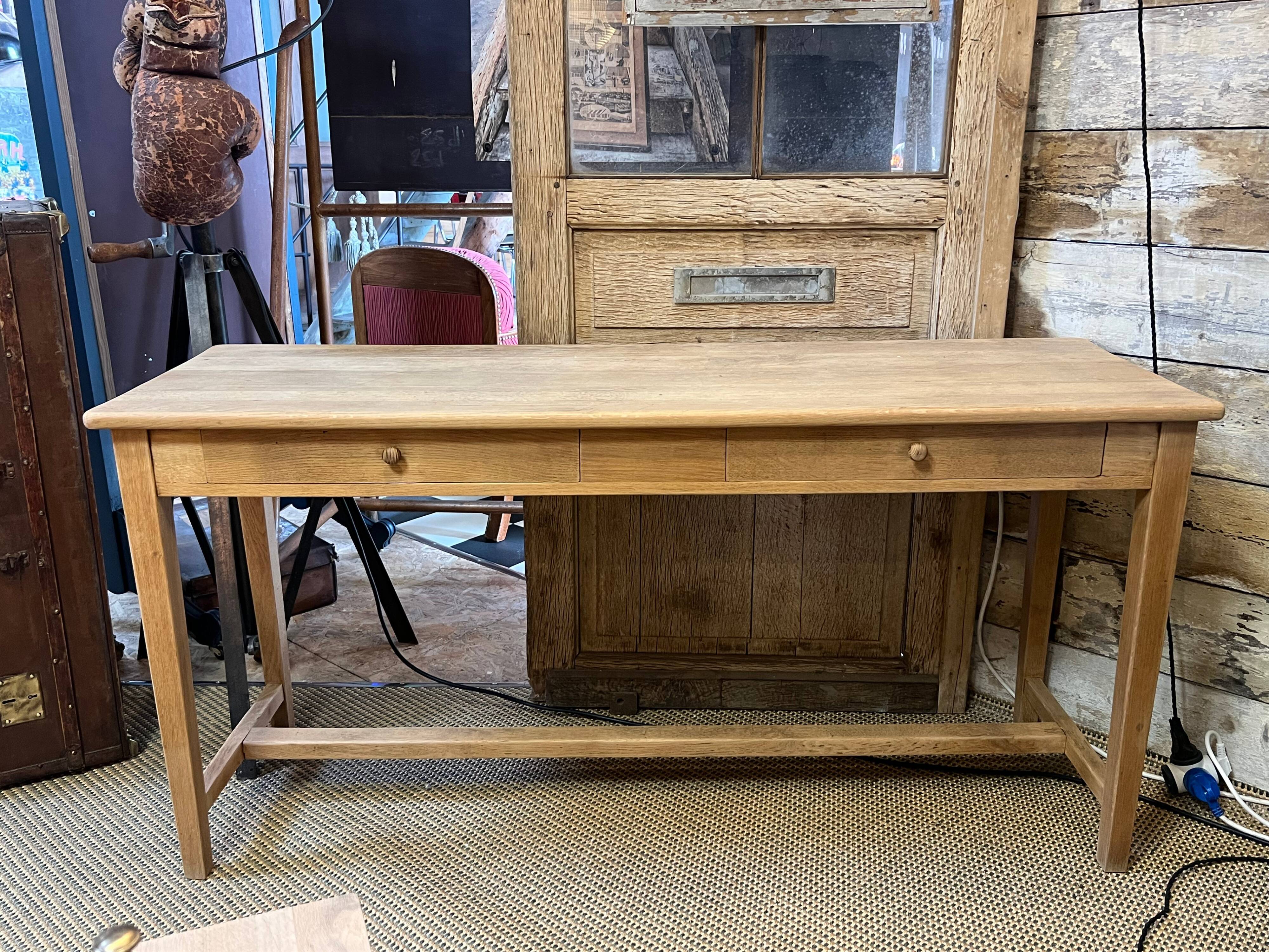 Console table de drapier en chêne brut