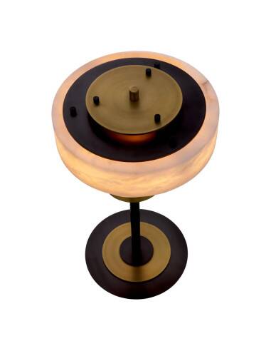 Pair of table lamps in patinated brass and alabaster.