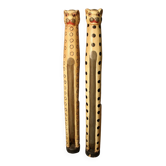 Pair of large polychrome wooden feline statues
